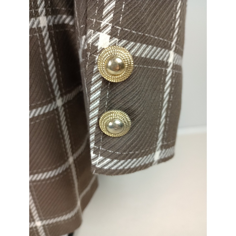 HBS LTD. Women's 14 Brown‎ White Plaid Blazer Jacket - Picture 5 of 13